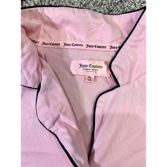 Juicy Couture‎ Bling Pink/Black Trim Pajama Set, Women’s XL Short Sleeve/Shorts - Picture 2 of 12